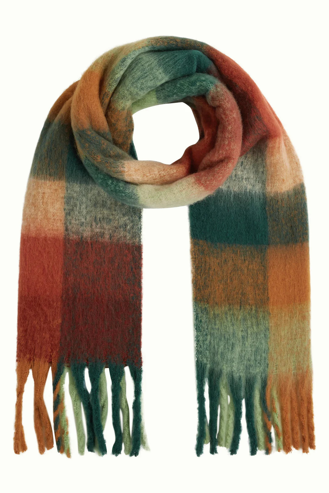 Bufanda de cuadros multicolor verde pino