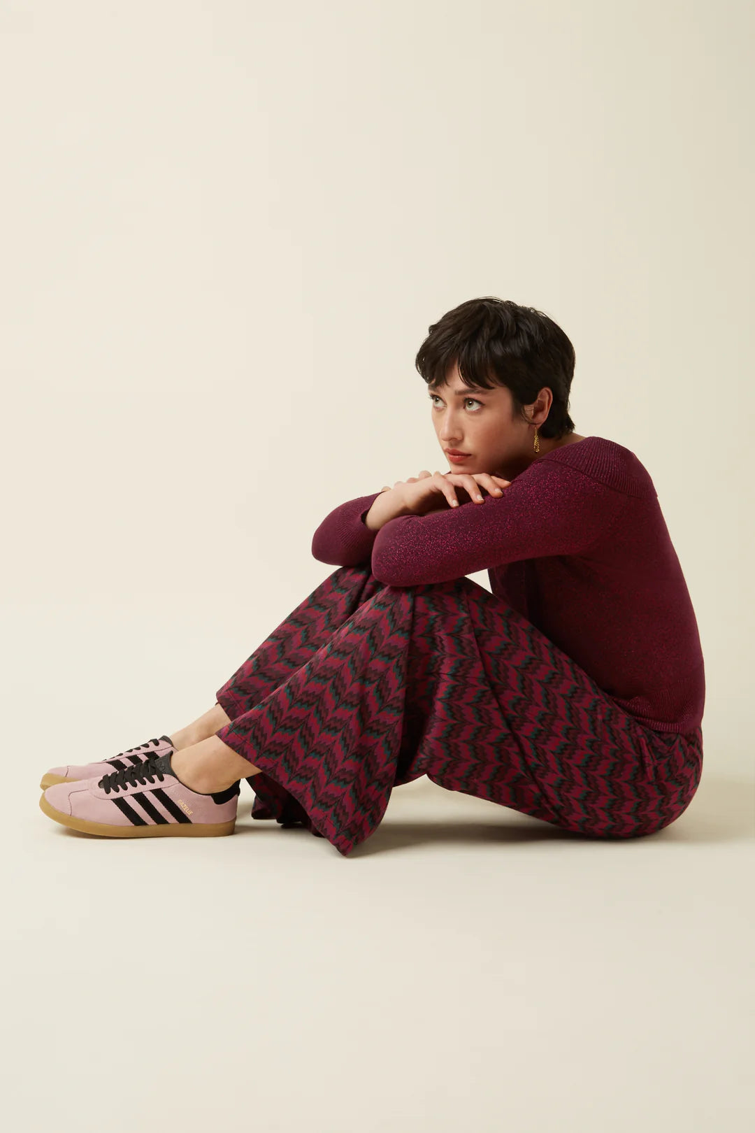 Pantalones Palazzo con borde Estelle Zigzag
