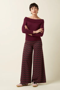 Pantalones Palazzo con borde Estelle Zigzag