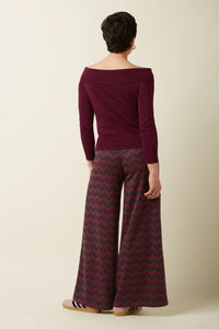 Pantalones Palazzo con borde Estelle Zigzag