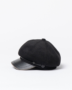 Gorra tipo newsboy con visera rígida Negro 35GOPA531