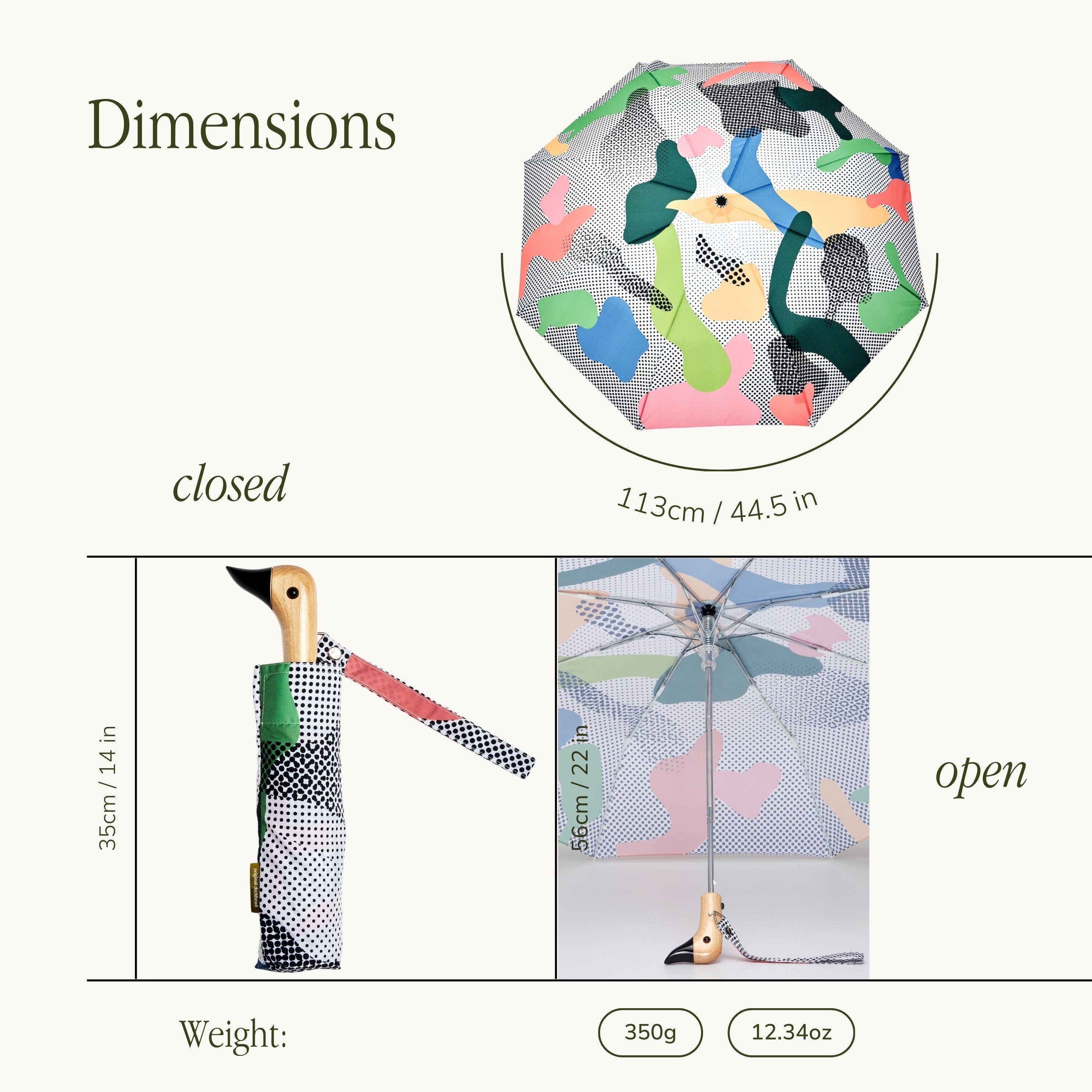 Paraguas ecológico con forma de cabeza de pato Dots