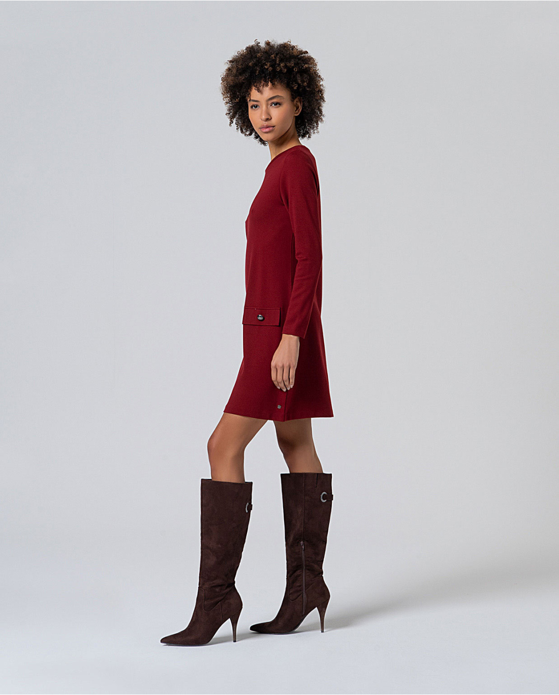 Vestido corto y recto evasé Rojo Inglés 565LISA711-49