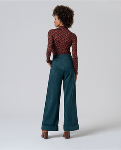 Pantalón wide leg aterciopelado Verde Botella 555LISU526-67