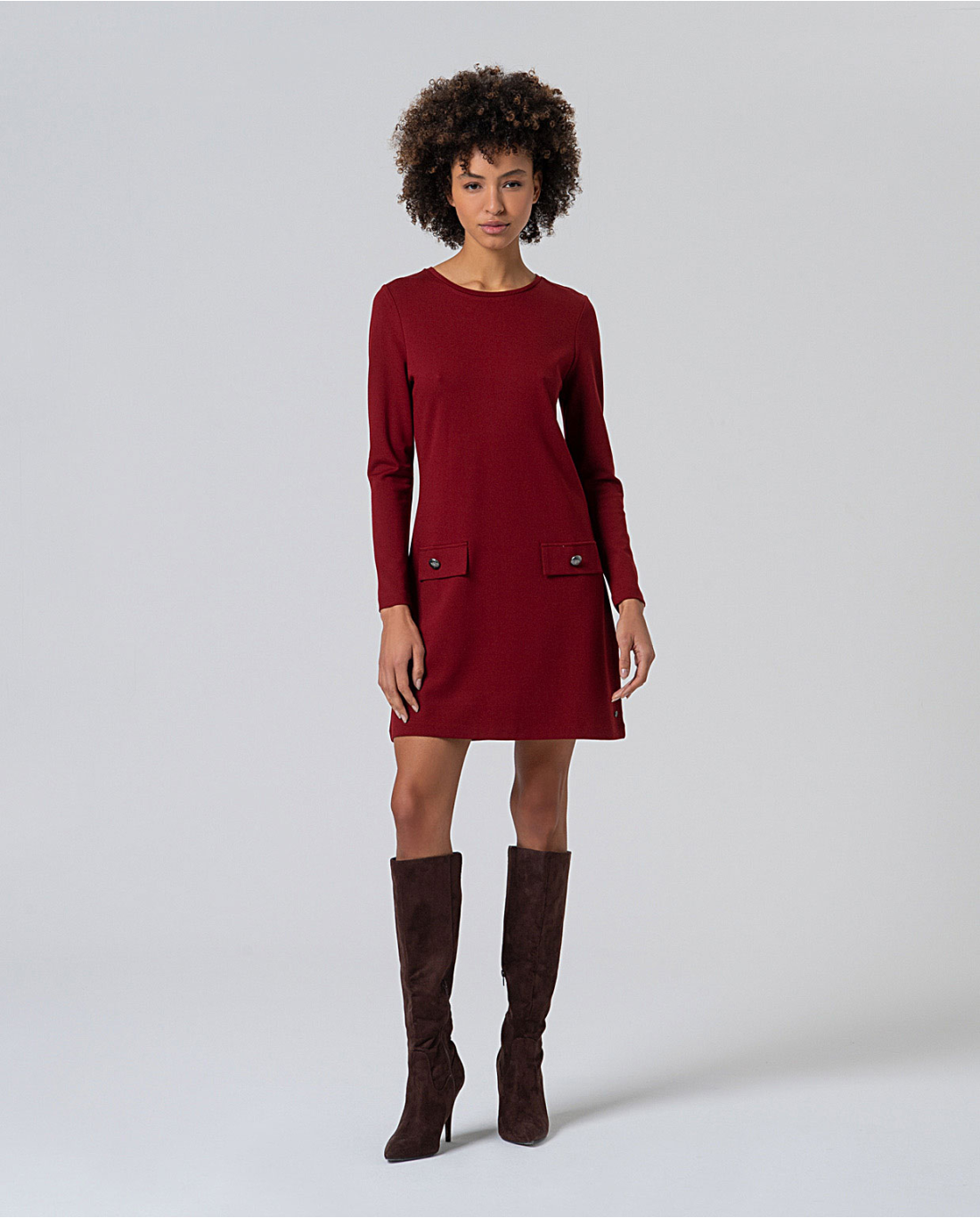 Vestido corto y recto evasé Rojo Inglés 565LISA711-49