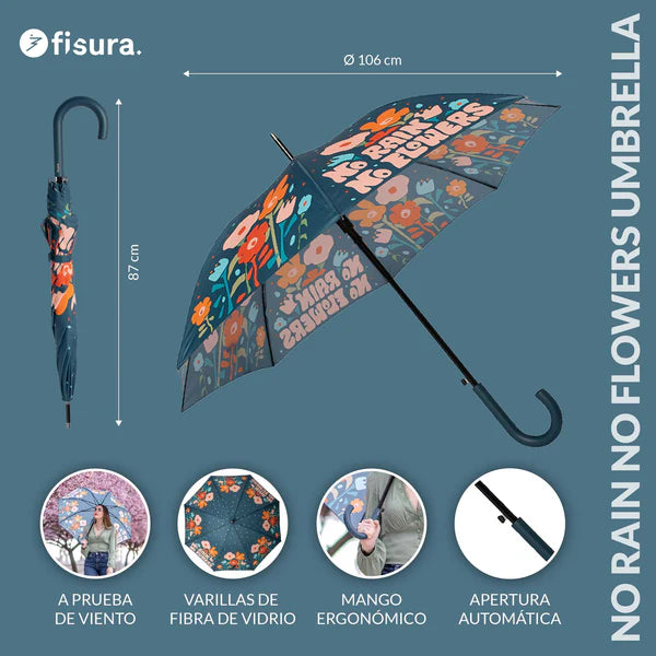 Paraguas "No rain no flowers"