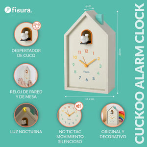 Reloj despertador cuco casita multicolor