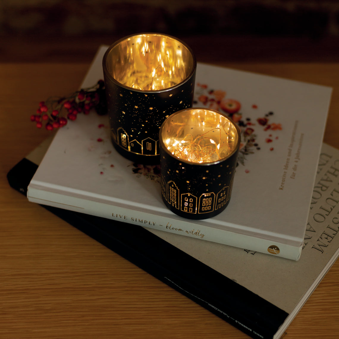 Vaso de luz con casas grande 92206