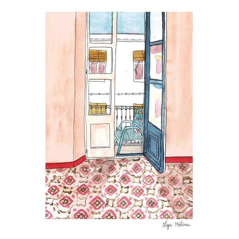 Print azulejos rosas